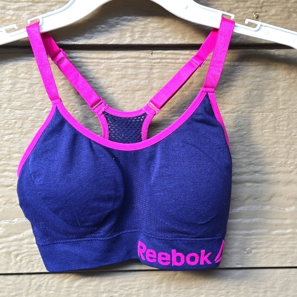 Reebok Women's Seamless Sports Bra Medium Impact Performance Small Blue S - Picture 1 of 7